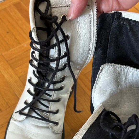 L'INTERVALLE White and Black Lace-Up Platform combat Boots 36 - Picture 4 of 4